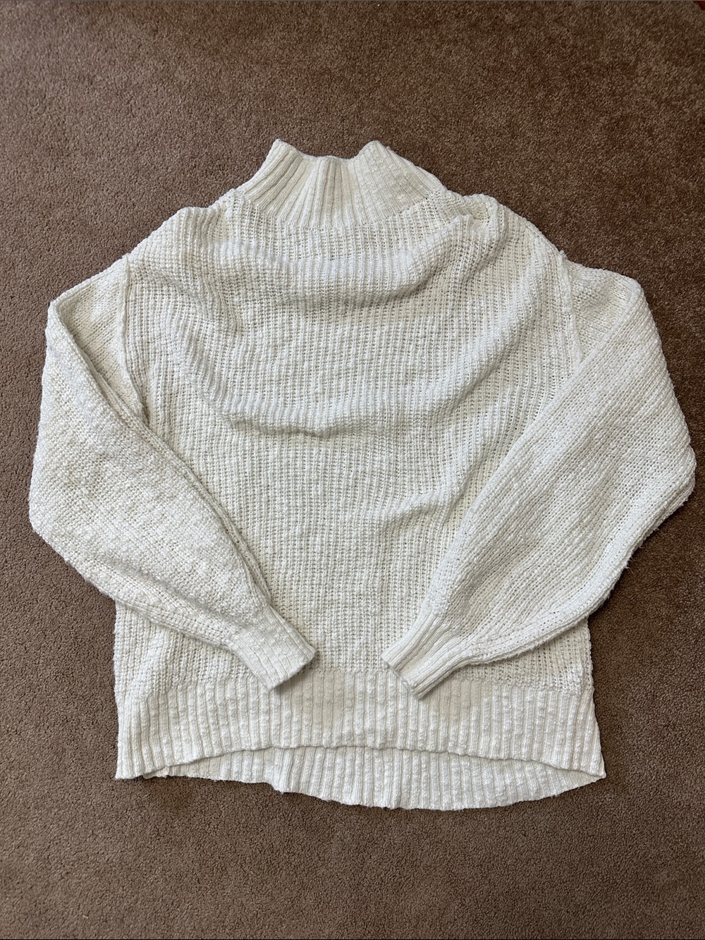 aerie Cream Turtleneck Sweater - Cozy Ribbed Knit
